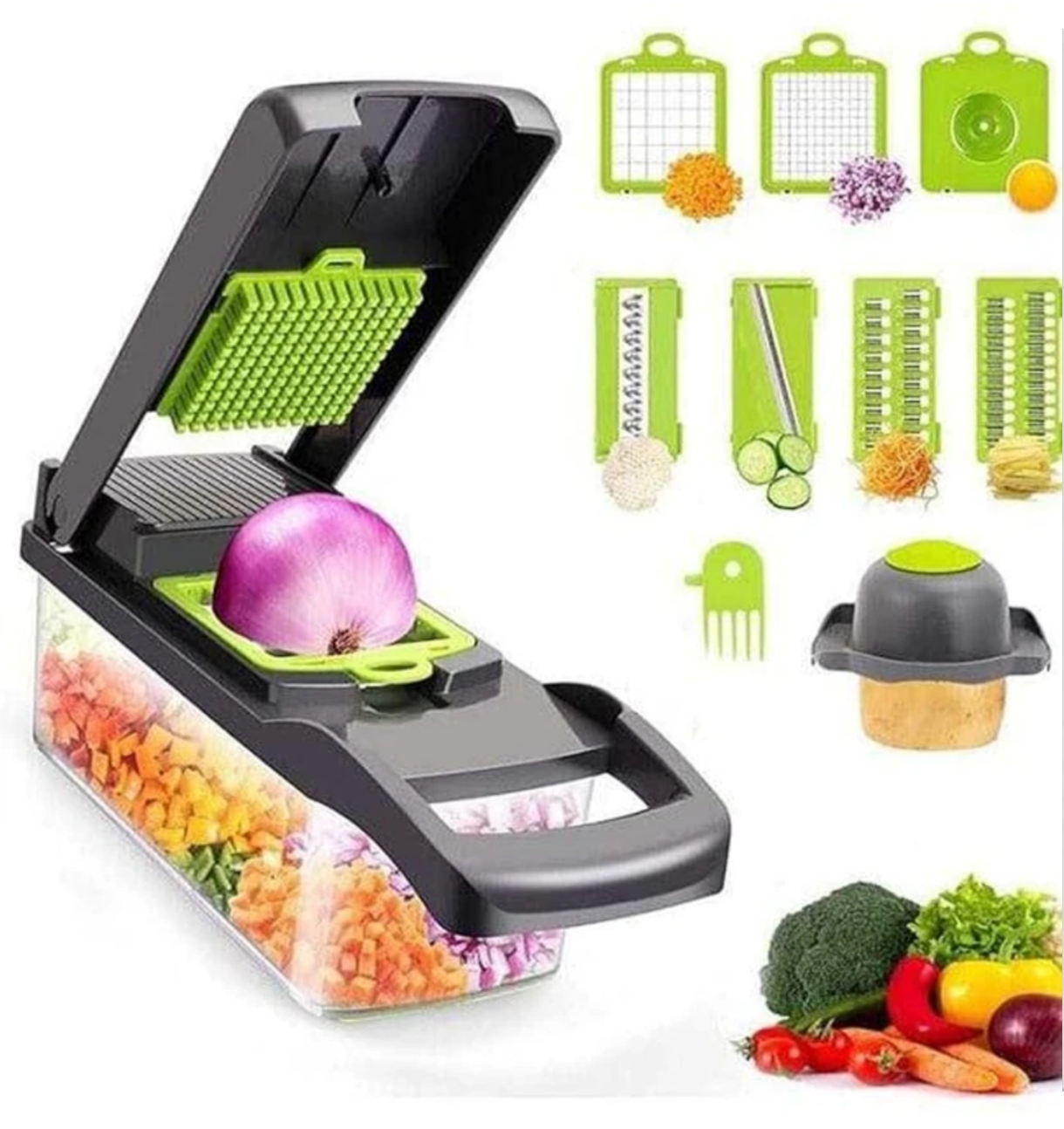 Al Shaquib 14-in-1 Multi-Functional Vegetable Chopper & Slicer | Premium Kitchen Cutter
