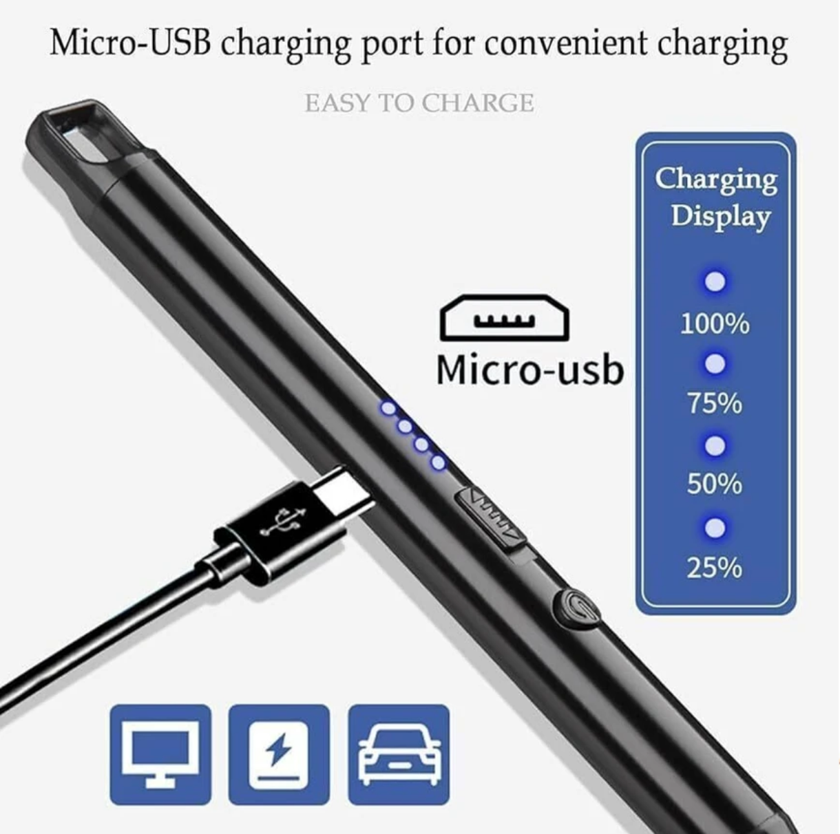 Al Shaquib USB Rechargeable Electric Gas Lighter with LED Battery Indicator & Flexible Long Neck