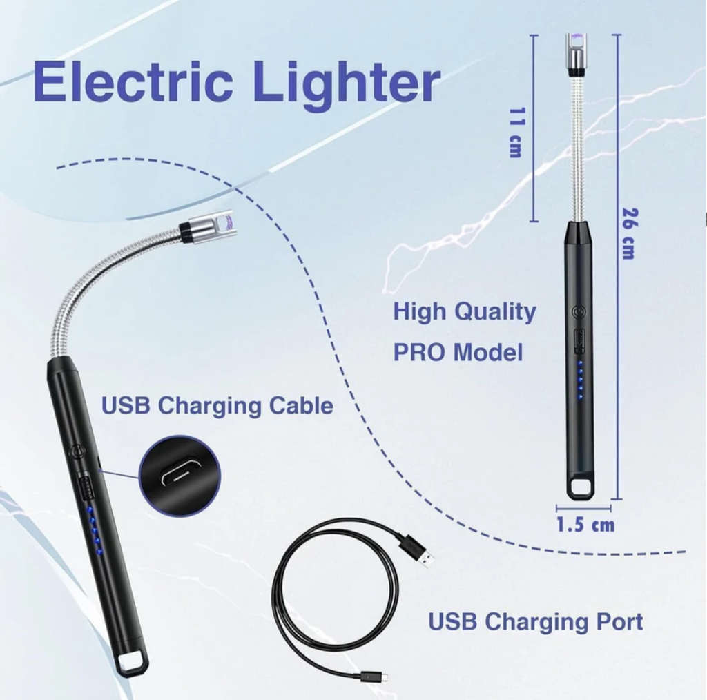 Al Shaquib USB Rechargeable Electric Gas Lighter with LED Battery Indicator & Flexible Long Neck