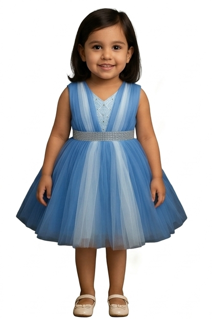 Shaquib Sapphire Horizon Pleated Tulle Dress
