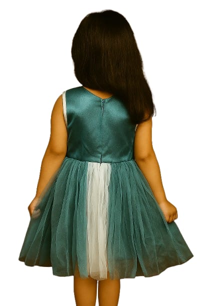Shaquib Teal Meadow Floral Tulle Dress
