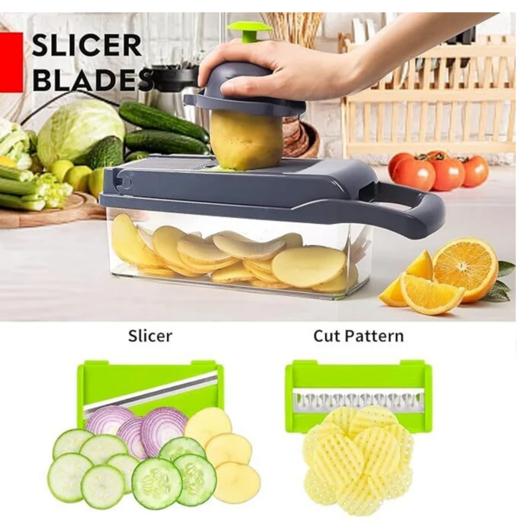 Al Shaquib 14-in-1 Multi-Functional Vegetable Chopper & Slicer | Premium Kitchen Cutter