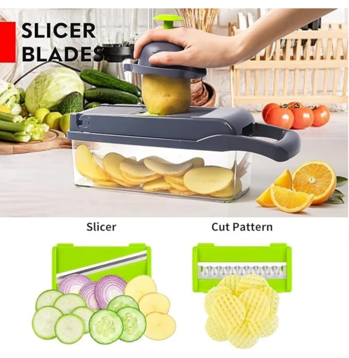 Al Shaquib 14-in-1 Multi-Functional Vegetable Chopper & Slicer | Premium Kitchen Cutter