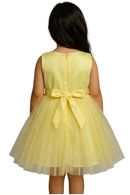 Shaquib Canary Sunburst Lacey Tulle Dress